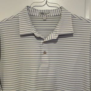 Peter Millar summer comfort golf polo blue and white striped size XL like new